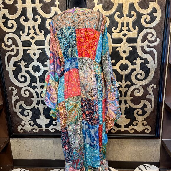 Jayli boho colorful patchwork gypsy maxi duster - Picture 3 of 8